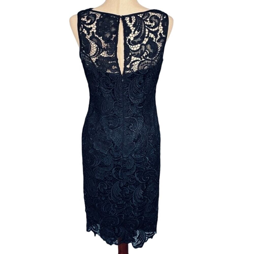 Adrianna Papell Special Occasion Navy Blue Lace Sleeveless Sheath Dress Size 8 - Picture 8 of 13
